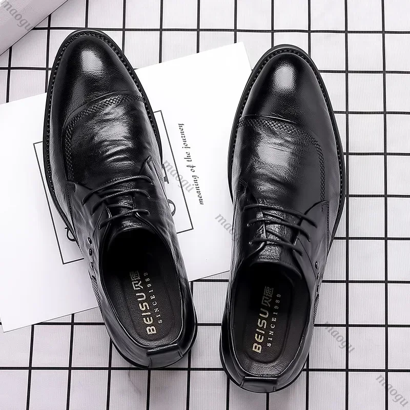 Oxford Brogue Leather - Handcrafted รองเท้าผู้ชาย Oxford หนังลูกวัวแท้ Brogue รองเท้าผู้ชายคลาสสิกธุรกิจรองเท้าแต่งงานอย่างเป็นทางการสําหรับชาย