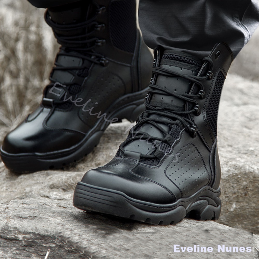Men'S Shoes For Work - รองเท้าบู๊ทตาข่ายแบบกลาง-สูงสำหรับการต่อสู้ทางยุทธวิธี ระบายอากาศได้ดี พื้นรองเท้ากันลื่น ทนทาน เหมาะสำหรับเดินป่า ตั้งแคมป์
