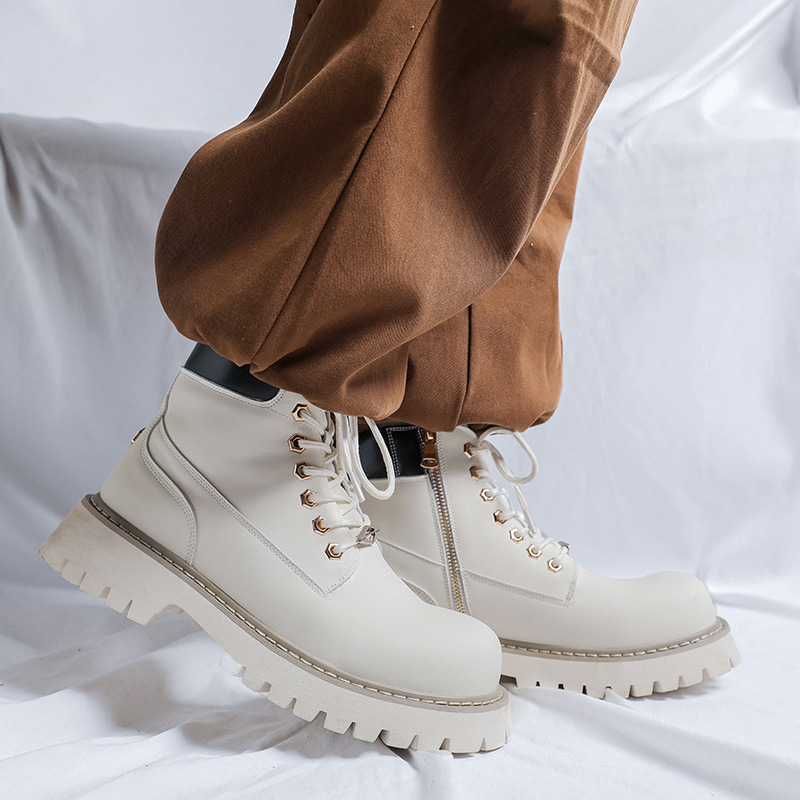 Men'S Shoes For Work - PLUS ขนาดผู้ชายแฟชั่น PARTY ชุดจัดเลี้ยงแพลตฟอร์มรองเท้าสีดําสีขาวรองเท้าหนังคาวบอยเครื่องมือทํางาน BOOT ข้อเท้า