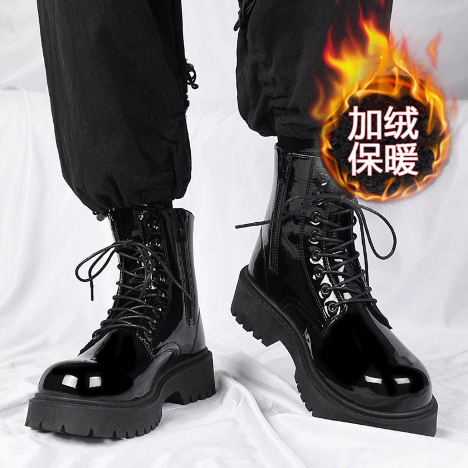 Men'S Shoes For Work - รองเท้าบูทหุ้มข้อบุขนหนานุ่มสำหรับผู้ชาย รองเท้าบูทลำลองกันลื่นพื้นนุ่มสำหรับฤดูหนาว แฟชั่นไซส์ใหญ่ ใส่ได้ทั้งชายและหญิง รองเท้าทำงานกันหิมะที่ให้ความสบาย