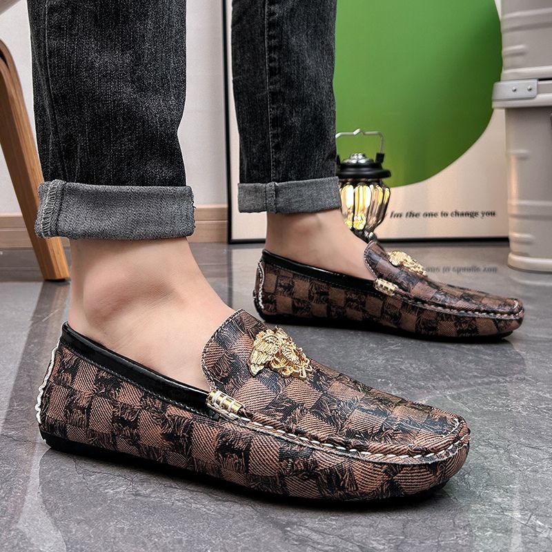 Men'S Shoes Drivers - รองเท้าโลฟเฟอร์แบบสวมลายตารางหมากรุกสุดหรู ไซส์ 38-48 สำหรับผู้ชาย รองเท้าขับรถดีไซน์เนอร์สำหรับผู้ชาย รองเท้าลำลองแฟชั่นสำหรับผู้หญิงสาว