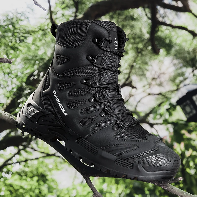 Men'S Shoes For Work - ผู้ชายเดินป่ากลางแจ้งรองเท้าบู๊ทส์ข้อเท้าทะเลทรายรองเท้ากีฬารองเท้าทหารทำงานกันน้ำความปลอดภัยในการทำงานรองเท้าล่าสัตว์
