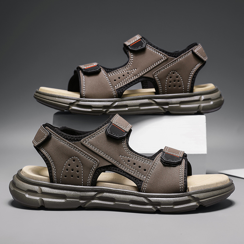 Men'S Shoes With Velcro - รองเท้าแตะกลางแจ้งสำหรับฤดูร้อนของผู้ชาย กันลื่น ทนต่อการสึกหรอ พื้นนุ่ม รองเท้าแตะแบบตีนตุ๊กแก ขับรถกลางแจ้ง