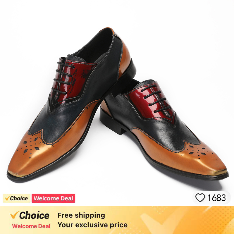 รองเท้าผ้าอ็อกซ์ฟอร์ดสุดหรูสำห - Oxford Brogue Leather บทวิจารณ์และราคา