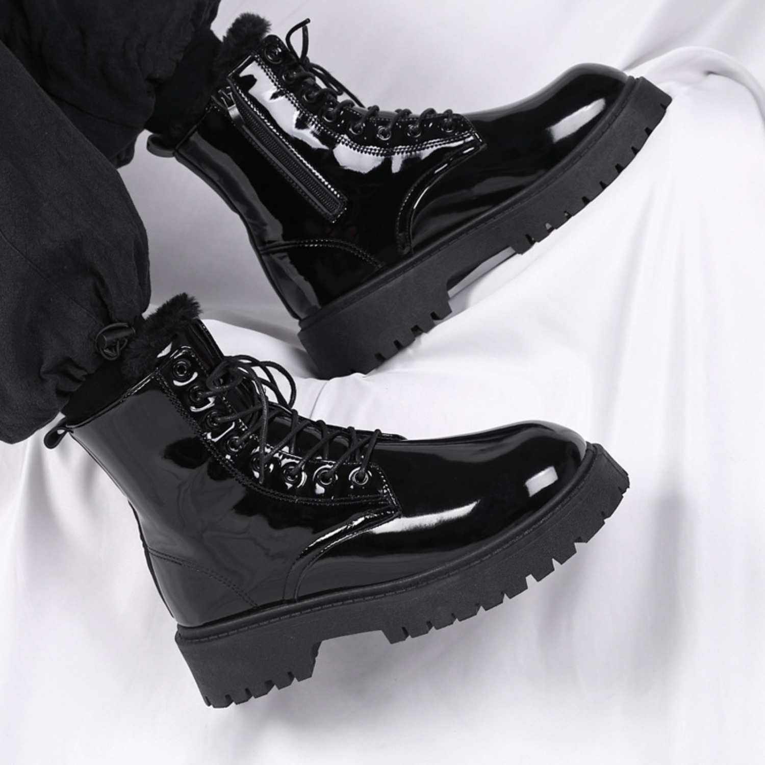 รองเท้าบูทหุ้มข้อบุขนหนานุ่มสำ - Men'S Shoes For Work บทวิจารณ์และราคา