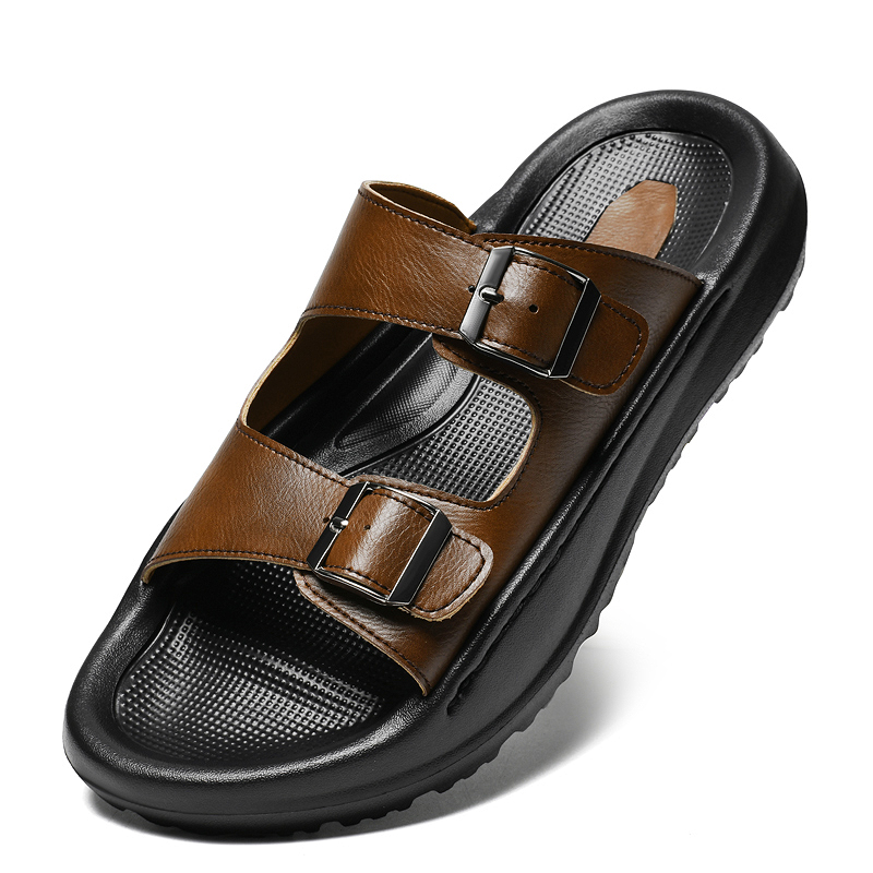 บุรุษสวมรองเท้าแตะหนังรองเท้าแ - Men'S Shoes With Velcro บทวิจารณ์และราคา