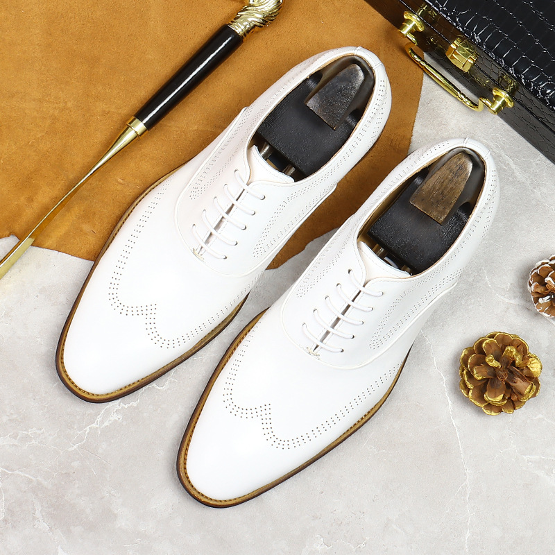 รองเท้าหนังแท้สีขาวกระชับทนทาน - Oxford Brogue Leather บทวิจารณ์และราคา
