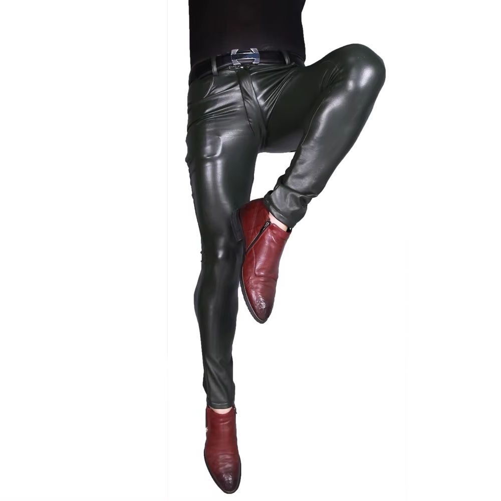 Mens Punk PU กางเกงหนัง Faux ค - Men'S Shoes With Jeans บทวิจารณ์และราคา