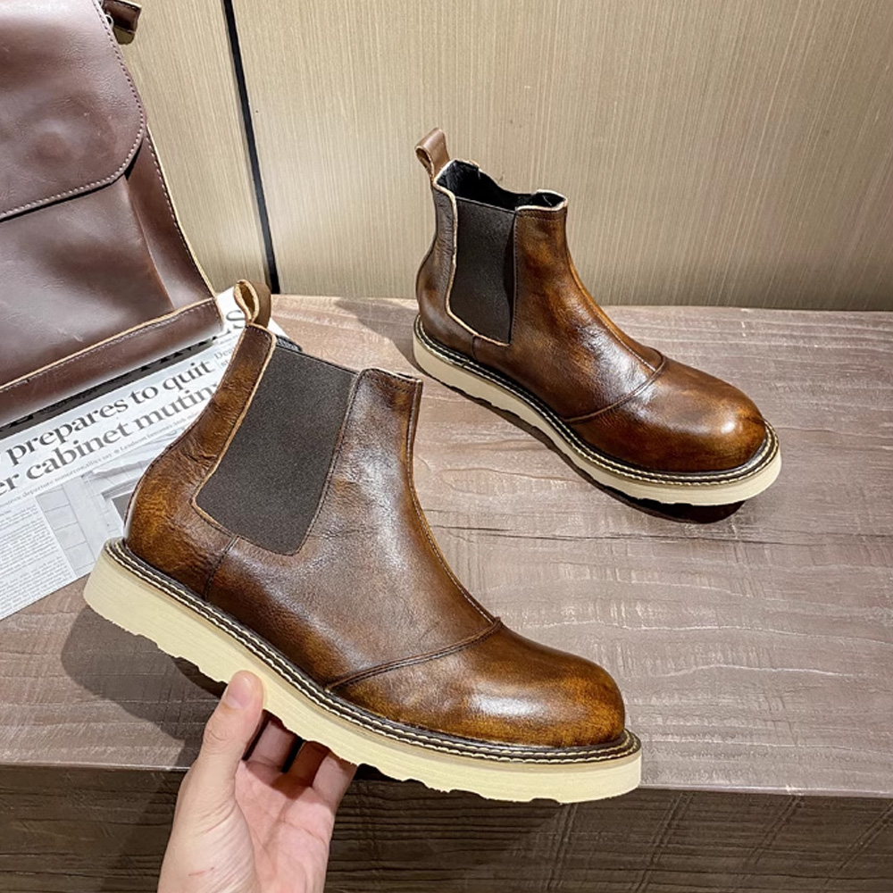 รองเท้าบูทเชลซีหนังแท้สไตล์เรโ - Men Shoes Oxford บทวิจารณ์และราคา