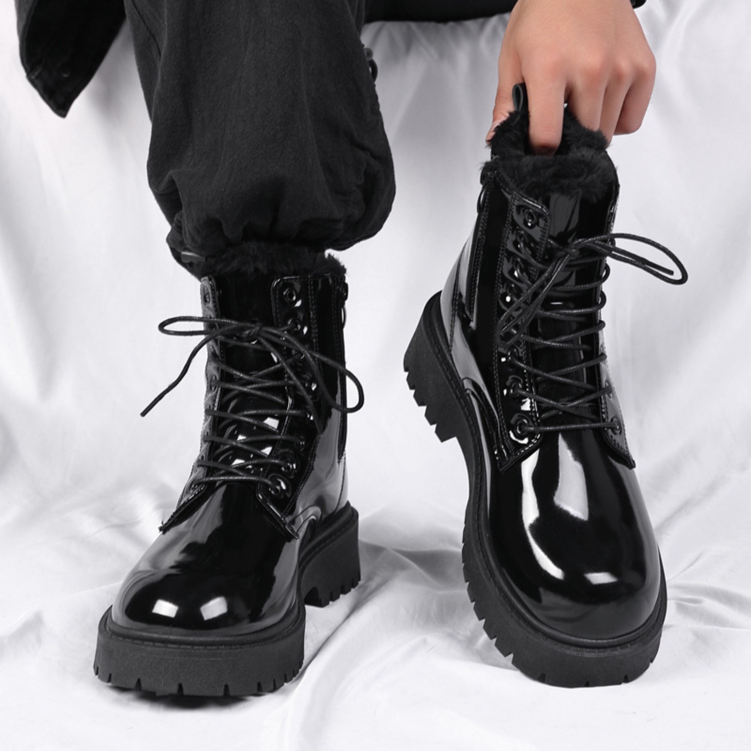 รองเท้าบูทหุ้มข้อบุขนหนานุ่มสำ - Men'S Shoes For Work บทวิจารณ์และราคา
