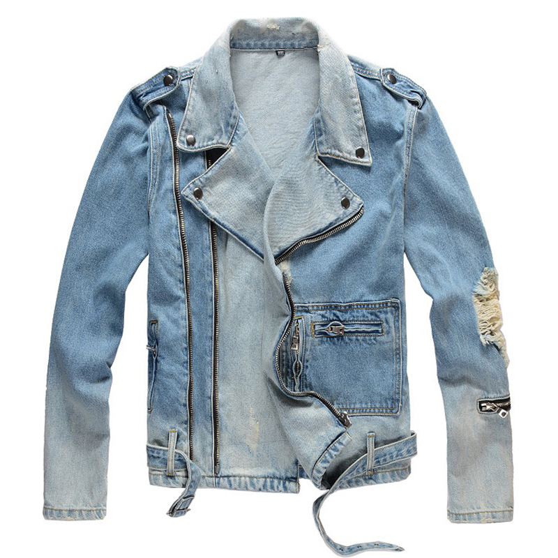 เสื้อแจ็คเก็ตยีนส์ขาดรูสีน้ำเง - Men'S Shoes With Jeans บทวิจารณ์และราคา