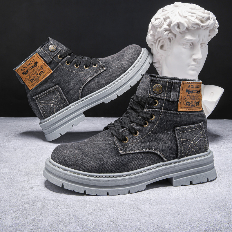 รองเท้าบูทเดนิมสไตล์เรโทรสำหรั - Men'S Shoes For Work บทวิจารณ์และราคา
