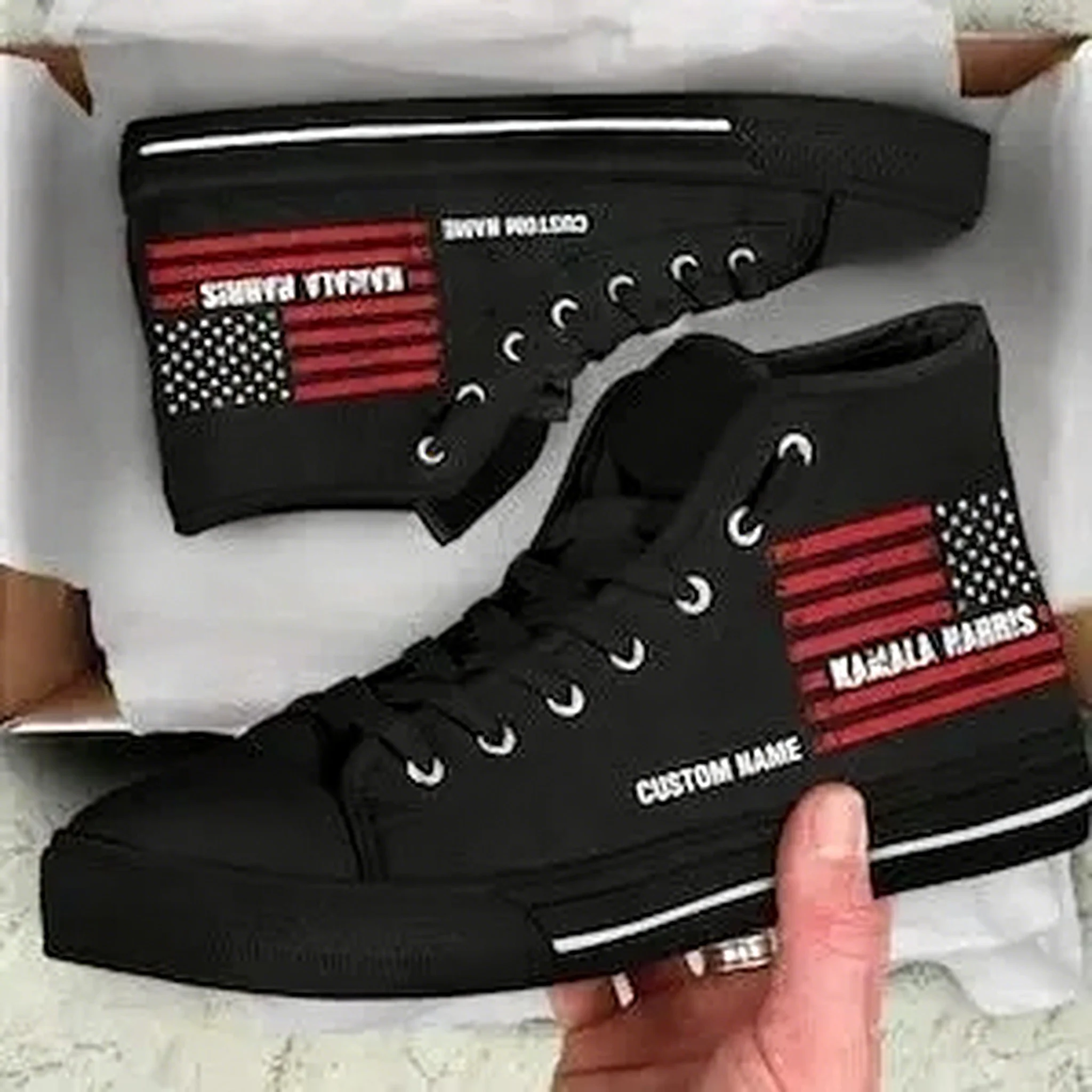 รองเท้าผ้าใบหุ้มข้อสูงแบบกำหนด - Men Shoes Name บทวิจารณ์และราคา