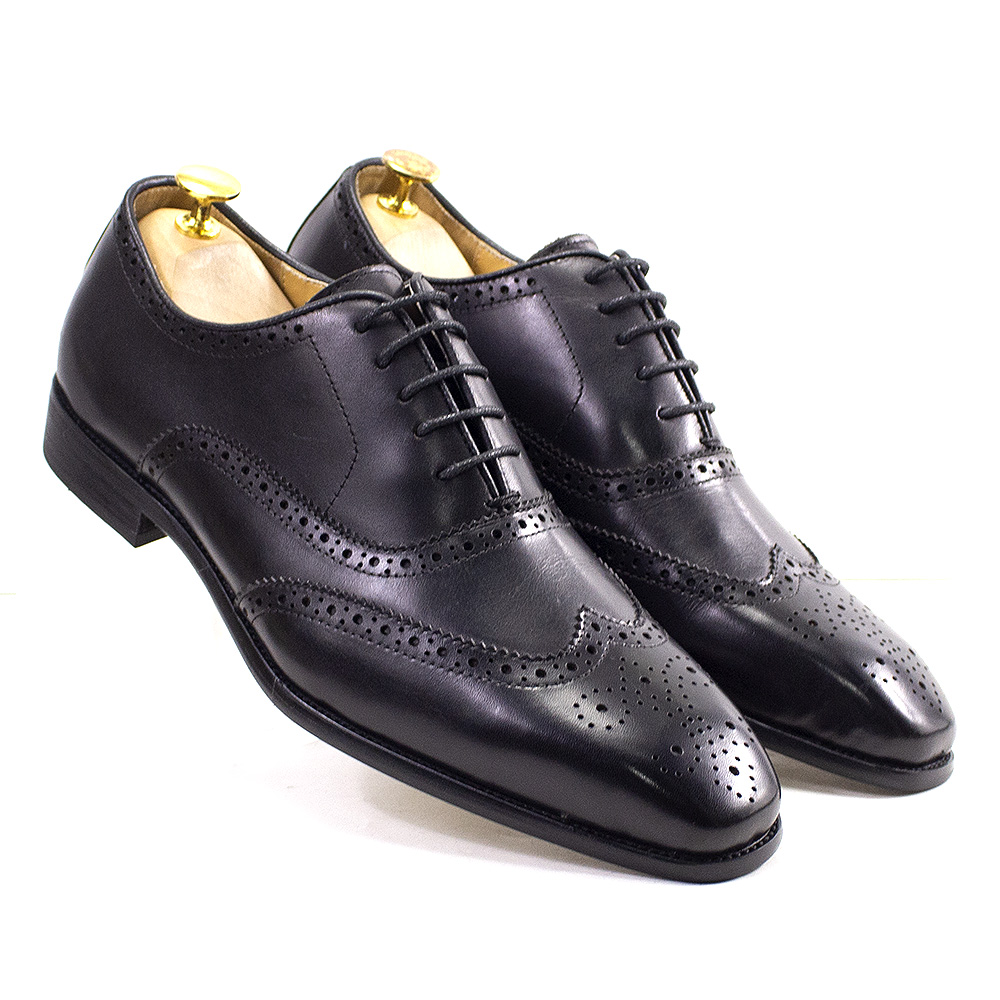 รองเท้าผู้ชายทำมือติดปีกขนาด7- - Oxford Brogue Leather บทวิจารณ์และราคา